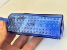 60288 Old Vintage Antique Glass Poison Bottle Blue Patent Vapo Cresoline