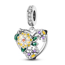 MULA Sunflower Bee Pendant DIY Charm CZ for Women Bracelet 925 Sterling Silver