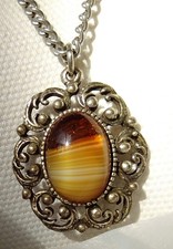 Vintage Banded Glass Agate Necklace