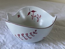 Stig Lindberg Studio Ceramic Leaf Bowl Pink Floral Decoration Gustavsberg Sweden