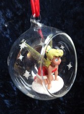 Disney Tinkerbell Fairy Glass Bauble Christmas Decoration Ornament
