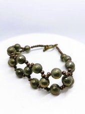 Antique Gold Tone Green Pyrite