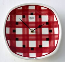 Vintage 24cm Smiths Wall Clock - Ceramic Retro Mid Century Style Red Gingham