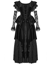 Punk Rave Womens Dark Regency Gothic Velvet Wedding Dress & Lace Opera Gloves