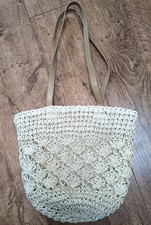 M&S Raffia effect (Paper Fibre) Long Handled Shoulder Bag Light Natural Colour