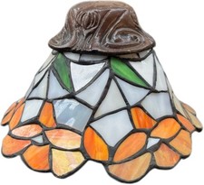 Tiffany Style Stained Glass Lamp Shade Vintage Replacement Bronze Top