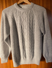Berkertex silver grey crew neck jumper, cable front size 14/16