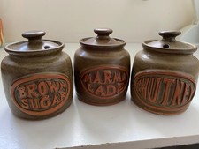 Vintage Studio Pottery Tremar Style Stoneware Jars x 3