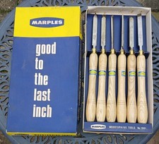 Marples Wood Turning Chisels, Wood Turning Tools No. 1001, Set Of 6, Used, Good.