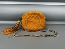 Gucci Mustard Leather Mini Soho Disco Chain Crossbody Bag Pre Loved In Good Cond