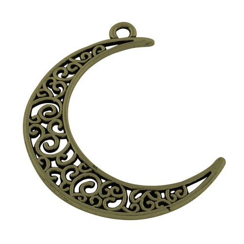 Antique bronze crescent moon - crescent,