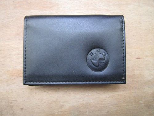 Bmw logo black leather wallet - logo,