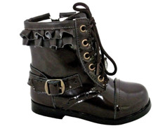 COUCHE TOT CRYSTAL DARK BROWN PATENT LEATHER GIRLS BOOTS UK 8.5 - EUR 26