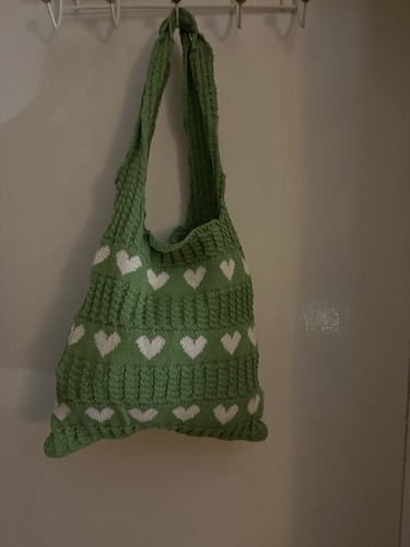 Knitted bag green with - knitted,
