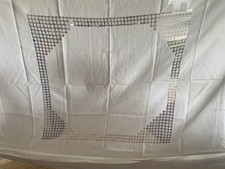 Vintage French Causer White linen decorative bed canopy or window Curtain Drape
