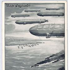 ZEPPELIN WW1 PROPAGANDA Postcard *Nach England* ART Feldpost 1915 Germany PZ149