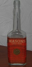 ANTIQUE BOTTLE  - LABELED MASONS GOLD SEAL WORCESTERSHIRE SAUCE - MASON LONDON
