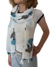 Women's Hand Printed Cotton Scarf – 100% Cotton, Lightweight, Elegant, Poppy