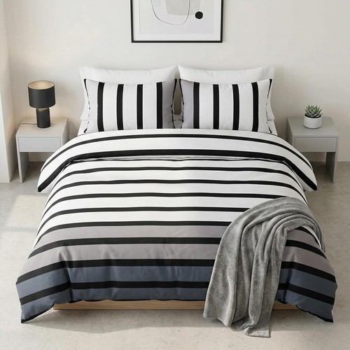 Soho black stripe duvet - black,