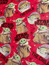 Mandalorian RED Child Grogu Baby Yoda Gift Wrapping Paper 2 Yrd FOLDED Decoupage