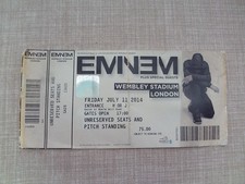 EMINEM CONCERT TICKET STUB RAPTURE TOUR WEMBLEY STADIUM 11 JULY 2014