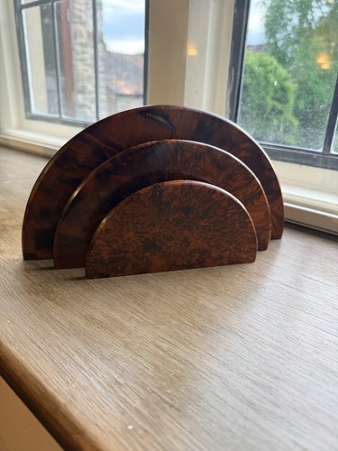 Art deco walnut letter rack - art,