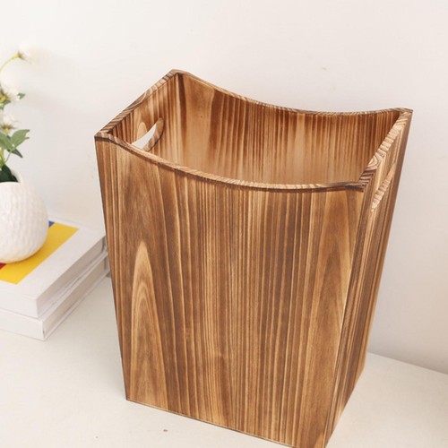 Wooden trash can - can, rubbish
