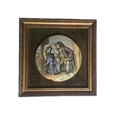 A 19thC Victorian Framed Prattware Lid Pot Titled Uncle Toby