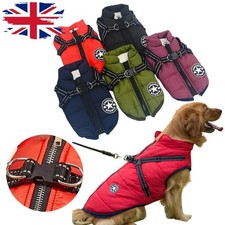 Dog Coat Waterproof With Harness Jacket Raincoat Winter Zip Warm Coats Pet Hole