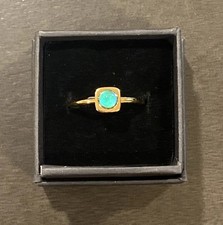 Stainless Steel 18K Gold Plated Thin Band 5mm Round Stone Mood Ring- Size 6