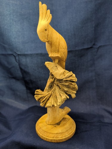 Vintage wooden carved cockatoo - wooden,