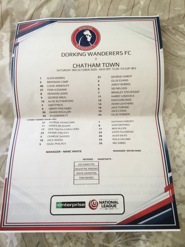 Dorking wanderers chatham - dorking, v