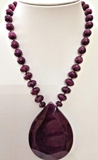 LOLA ROSE CHUNKY DARK PURPLE QUARTZ GEMSTONE PENDANT / NECKLACE VGC 18" - NWOT
