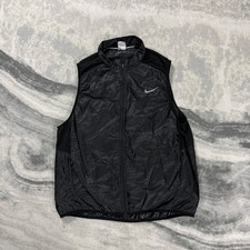 Vintage Nike Black Size XXL Full Zip Lightweight Running Vest Body Warmer Gilet