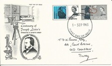 QEII FDC 1965 Lister Centenary Commemorative First Day Cover