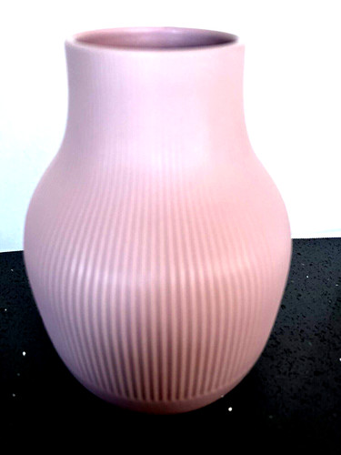 Pink fluted pottery - fluted, vase