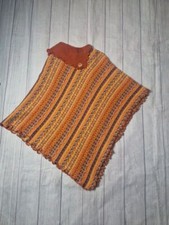 Multicoloured Peruvian Poncho Handmade with collar