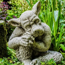 Large Dog Gargoyle Very Heavy Stone Cast Garden Statues - By DGS 45KGS
