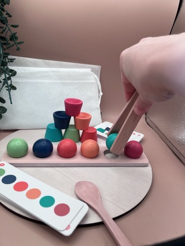 Montessori wooden balls cups - &,