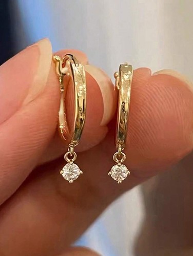 Gold hoop earrings - hoop, with