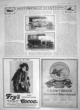 Old Antique Print 1910 Motor Car Vauxhall Dennis Limousine Fry'S Cocoa 20th