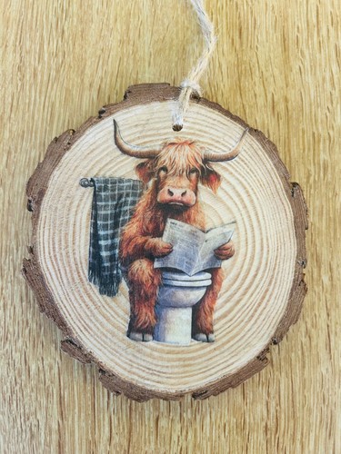 Highland cow log slice - highland,