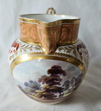 EARLY ROYAL CROWN DERBY JUG, HIGH REGENCY PAINTED STAFFORDSHIRE LANDSCAPE  (B)