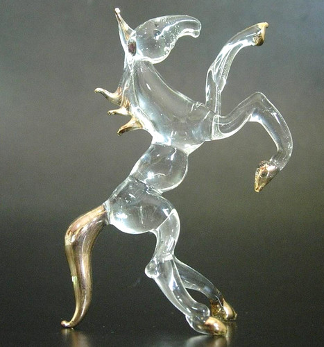 Miniature blown glass - glass, horse