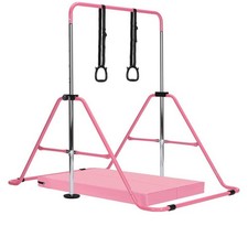Gymnastics Bar with Mat, Adjustable Kids Gymnastics Equipment for Home