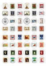 48 MINI VINTAGE POSTAGE STAMPS