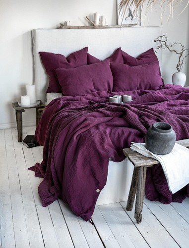 Fuchsia linen bedding set - linen,
