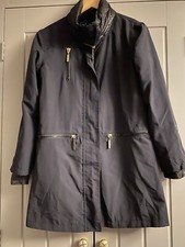SOS Jensen Black Raincoat Size S UK 8/10 Mac Hood In Collar See Description