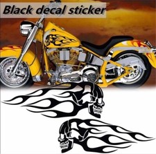 Motorcycle Skull Flame Stripes