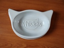Whiskas cat bowl feeding dish food/water white ceramic cat face shape